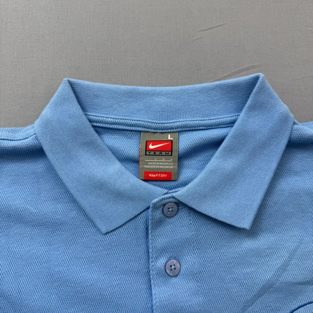 Nike Team Beijing 2008 Olympics NBC Polo Shirt Mens Large Light Blue Fit Dry